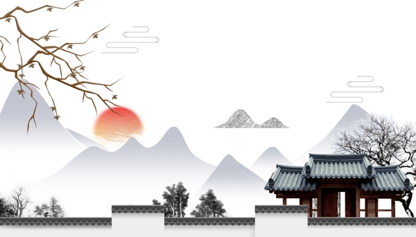 地產(chǎn)古風(fēng)傳統(tǒng)國風(fēng)插畫素材