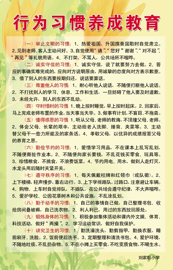 行为习惯养成教育图片