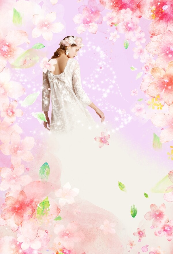 春日新娘可爱粉红色海报