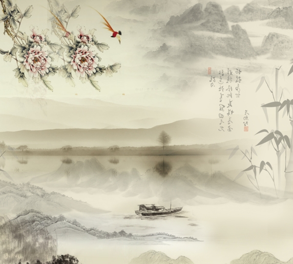 水墨畫(huà)合成