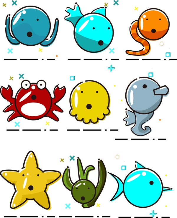 MBE卡通Q版海洋螃蟹章鱼动物