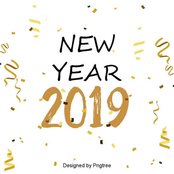 新年英文字体装饰字体设计的金色黑色新年字体在2019年
