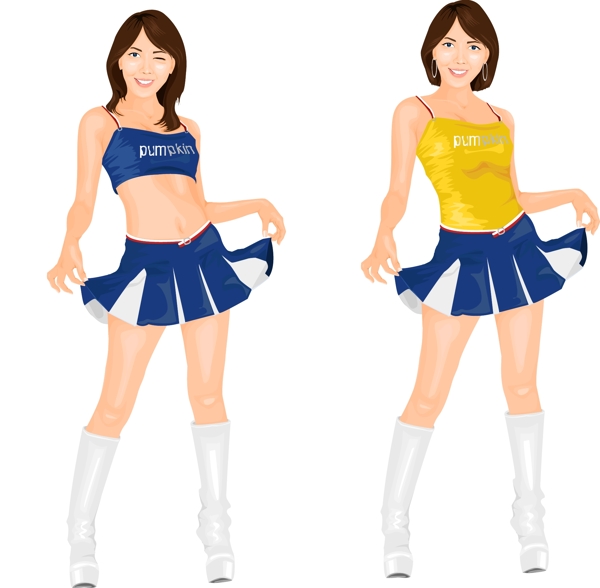 韓國運(yùn)動(dòng)健身美女矢量圖009