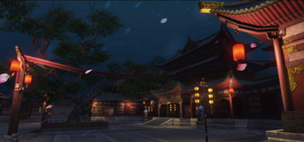 復(fù)古建筑夜空banner背景素材