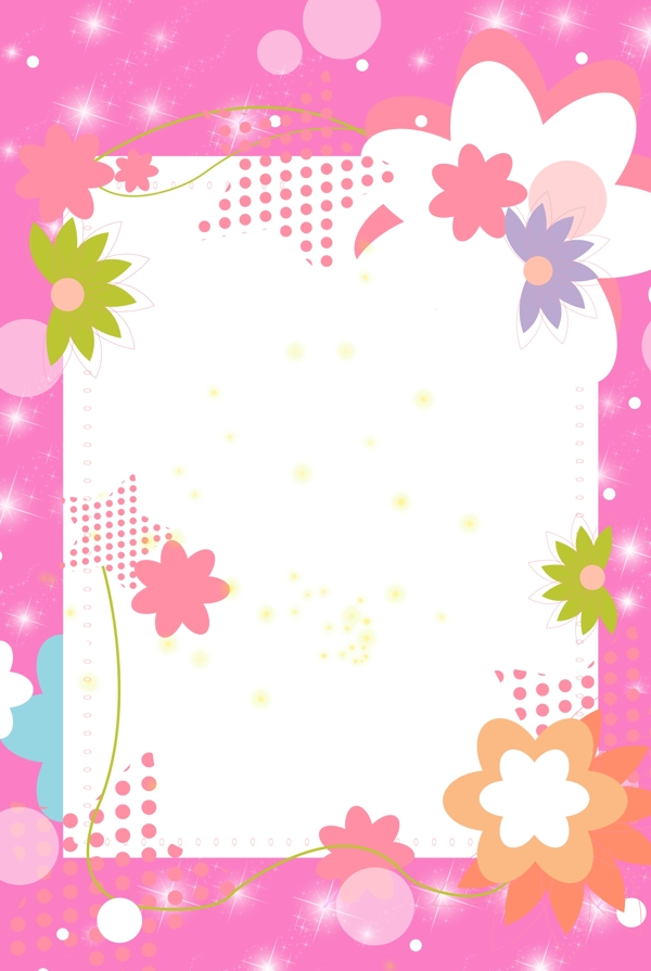 粉色矢量手绘花纹边框