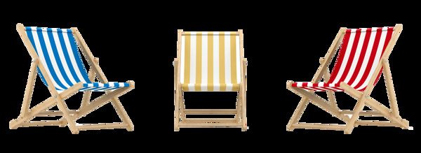 手绘沙滩晒太阳椅子png透明素材