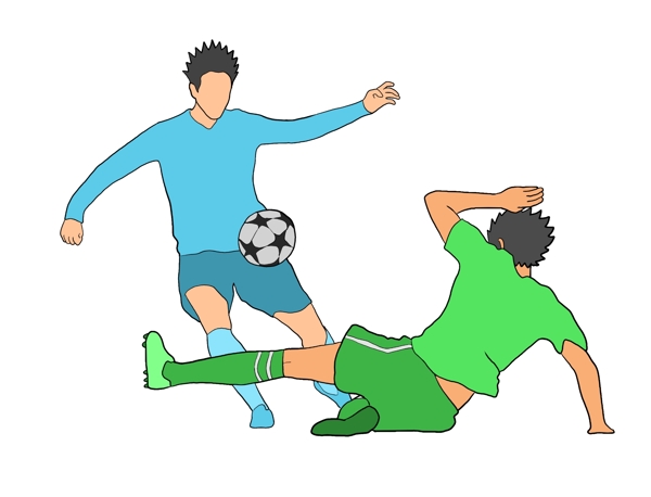 踢足球的男孩卡通插画