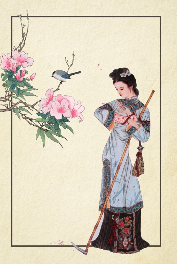 中国风人物画背景图片