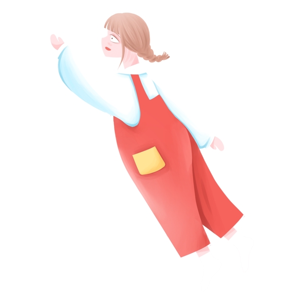 唯美卡通水粉少女透明素材