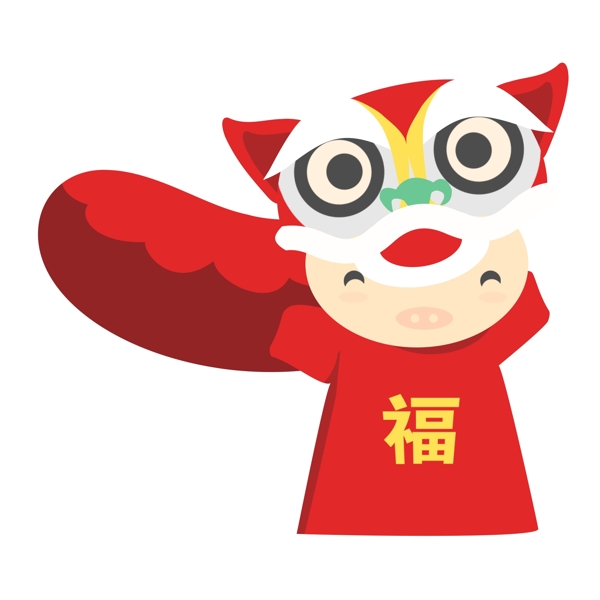 可愛風舞獅男孩免摳元素