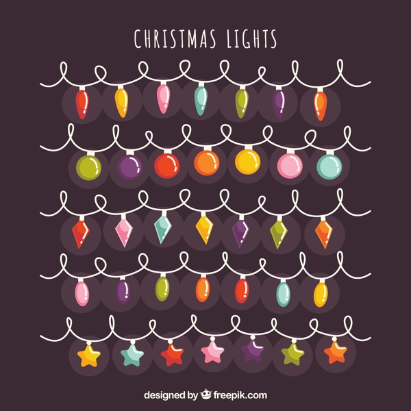可爱手绘圣诞节彩灯串