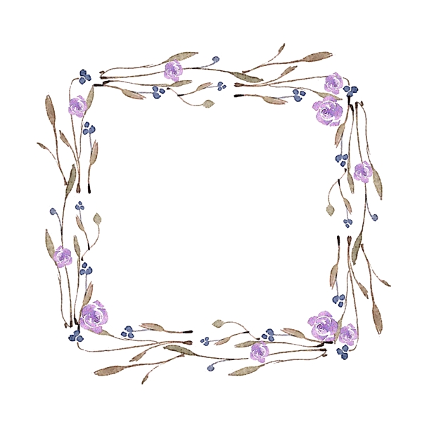紫色的小花花环插画