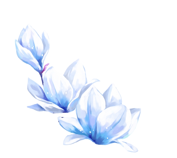 春天植物蓝色花朵手绘