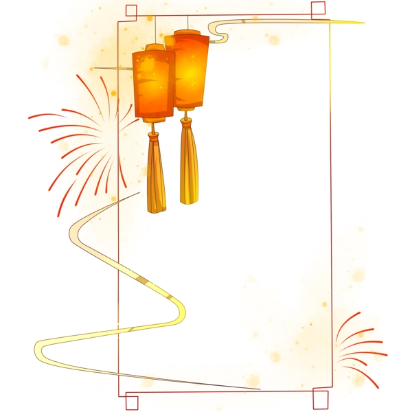 簡易燈籠邊框插畫