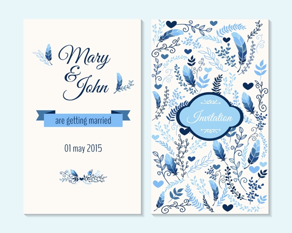 蓝色花朵创意卡片背景素材