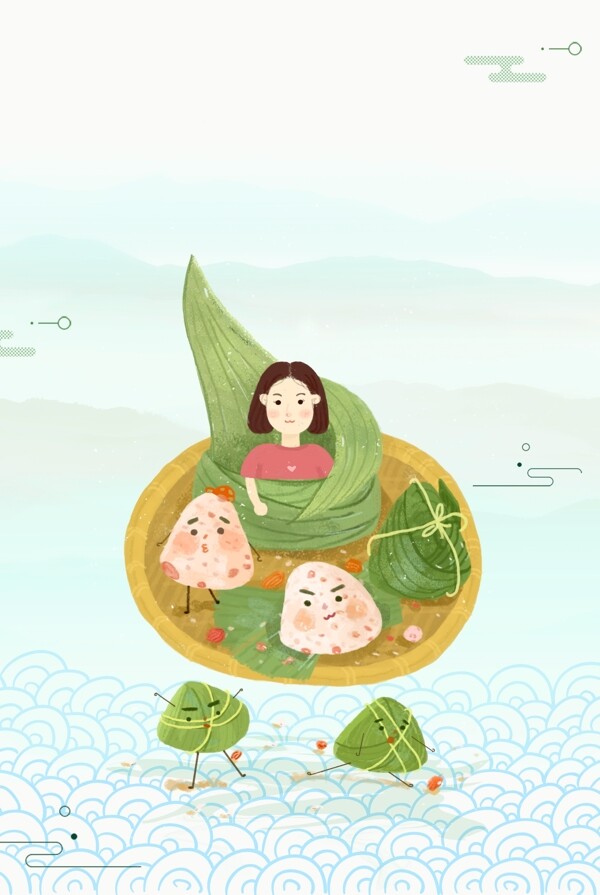 卡通端午節(jié)粽子背景