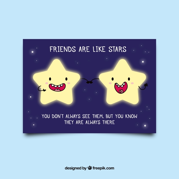 漂亮的友谊卡片与明亮的五角星