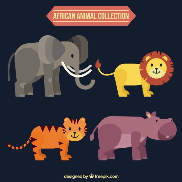 非洲动物的扁平和漂亮的收藏