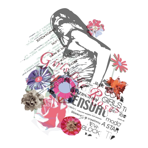 印花矢量圖T恤圖案圖文結(jié)合人物女人免費(fèi)素材