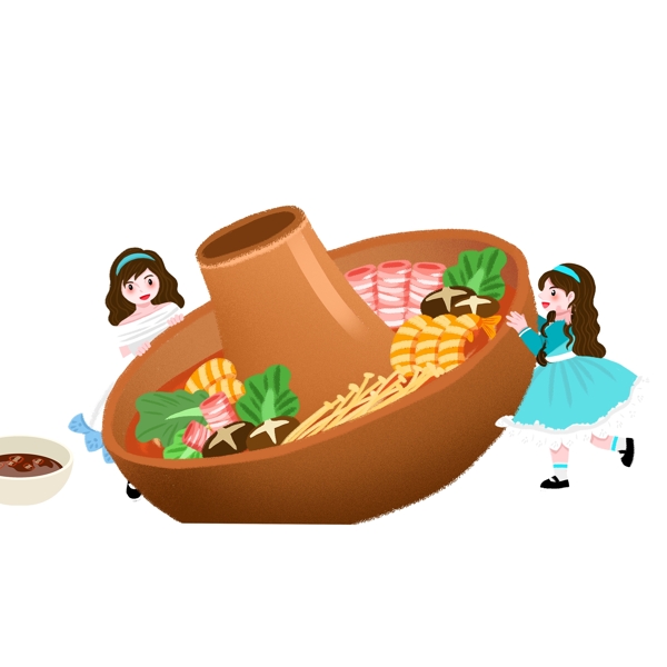火鍋美食和小女孩可商用