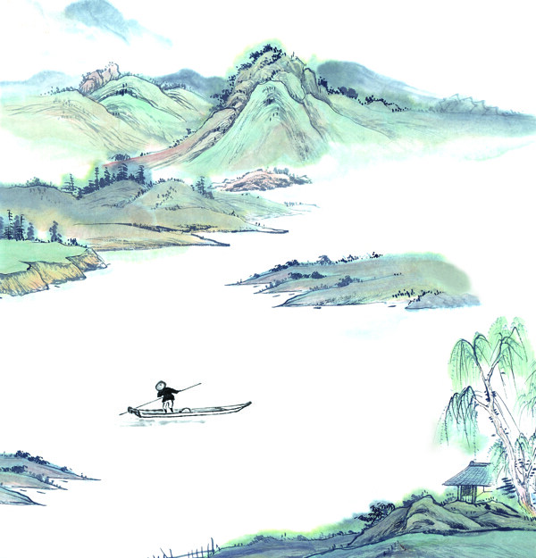 山峰湖泊风景图片