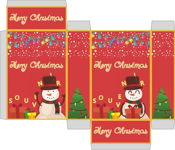 圣诞节红色卡通包装盒aieps