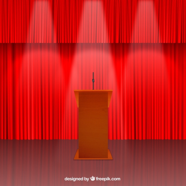 紅色幕布演講臺