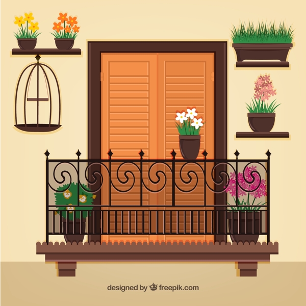 欧式阳台和盆栽图片