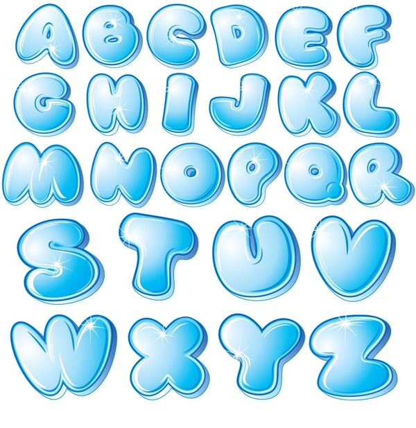 卡通水晶字母设计