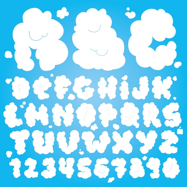 云朵字母设计矢量素材