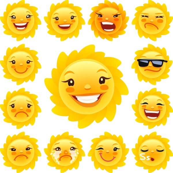 太阳表情矢量图