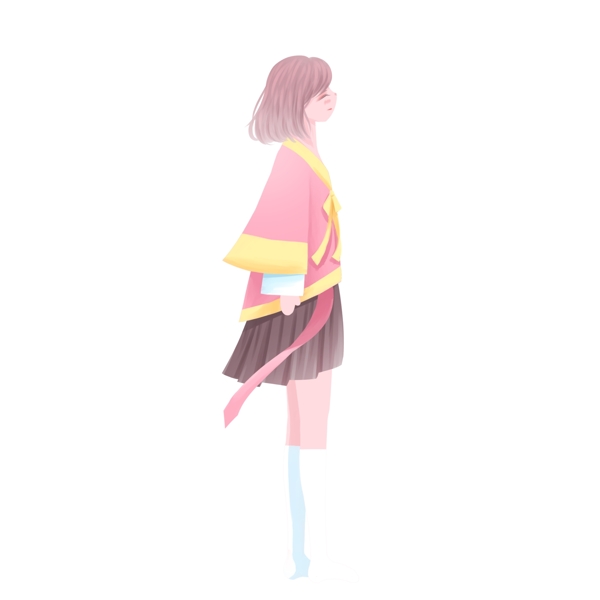 簡約手繪女孩圖案元素