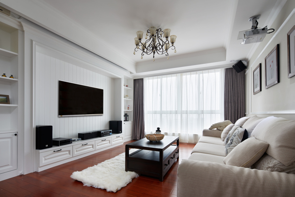 现代时尚纯白色系客厅室内装修效果图