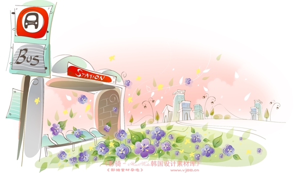 夢(mèng)幻風(fēng)景HanMaker韓國(guó)設(shè)計(jì)素材庫(kù)背景花紋底紋抽象線條