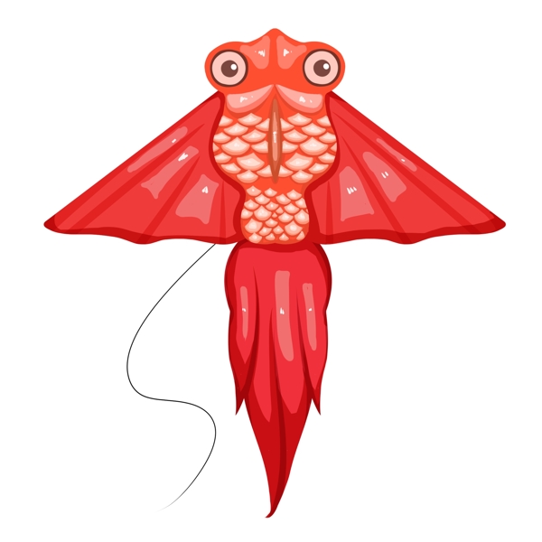 红色的锦鲤风筝插画