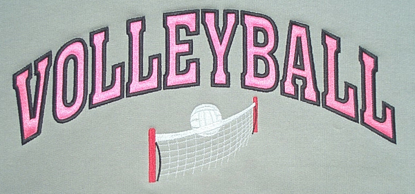 绣花排球英文volleyball粉色免费素材