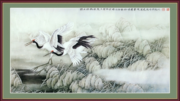 花鳥畫中堂畫分層插畫PSD格式0038