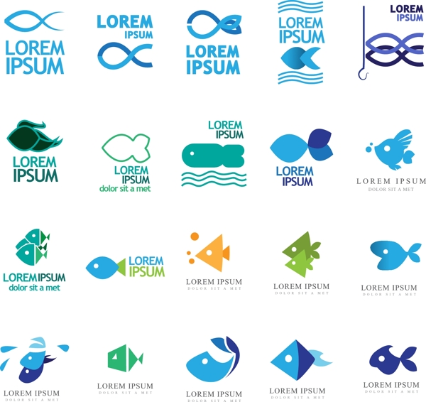卡通鱼logo设计