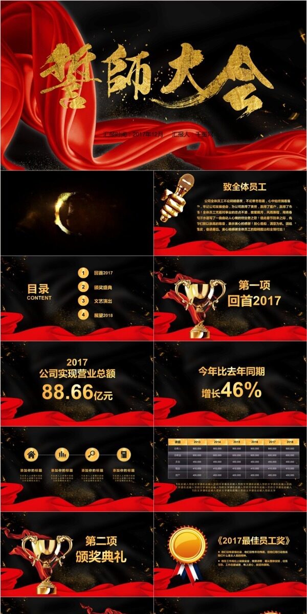 大气誓师大会汇报PPT模板