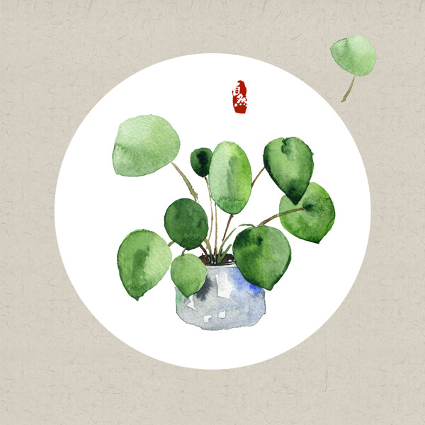 小清新盆栽绿叶北欧装饰画