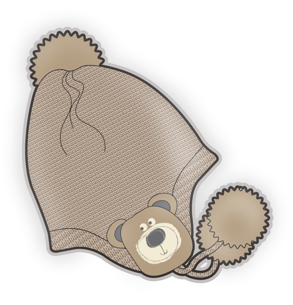 咖啡色小熊毛线彩色婴儿服装设计矢量素材