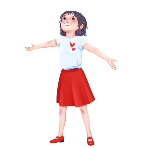 彩繪卡通女孩圖案元素