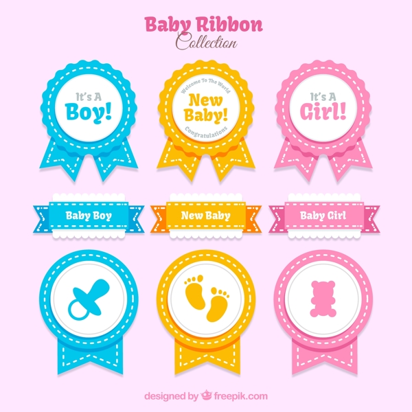 9款彩色婴儿丝带标签