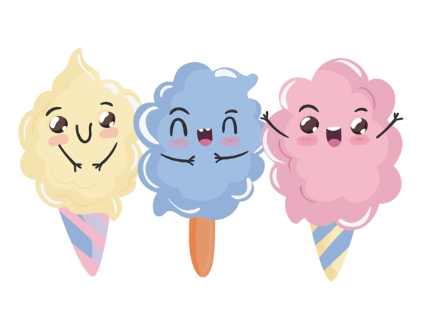 卡通彩色冰淇淋元素