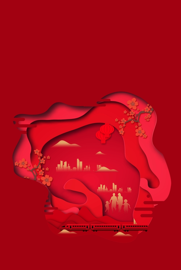 大红艺术新年海报背景素材