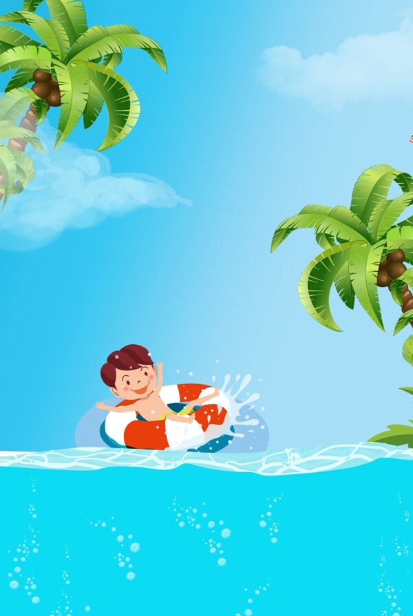 椰树游泳背景图片