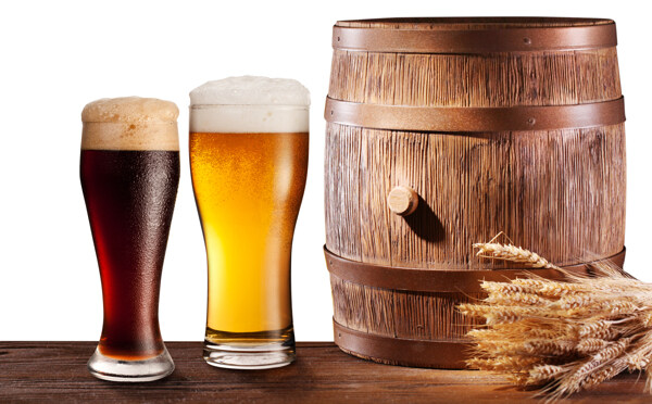木桶和小麦啤酒图片