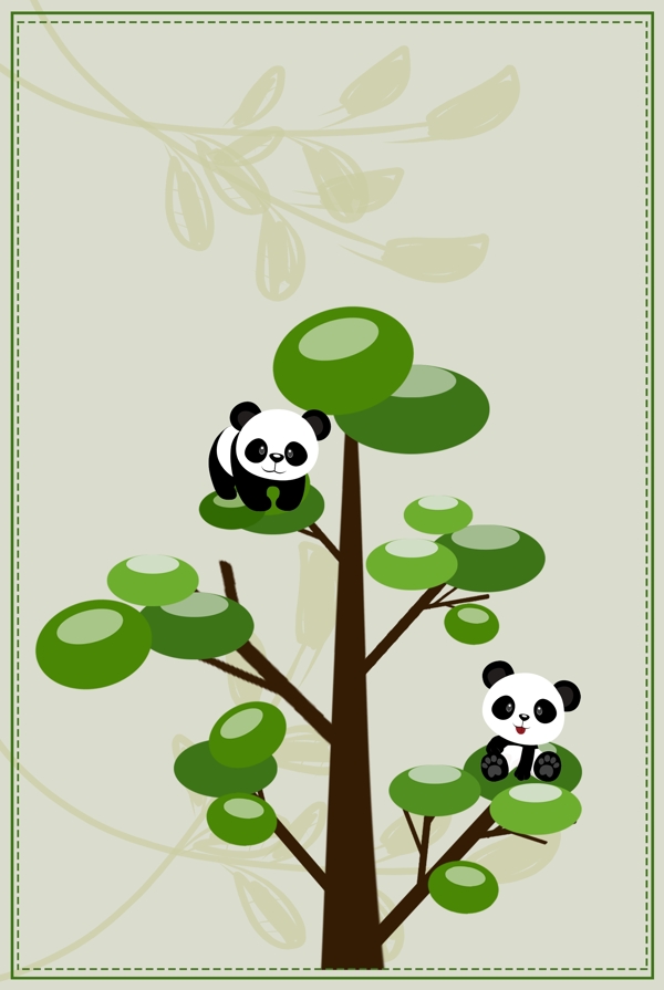 创意熊猫树植树节海报背景