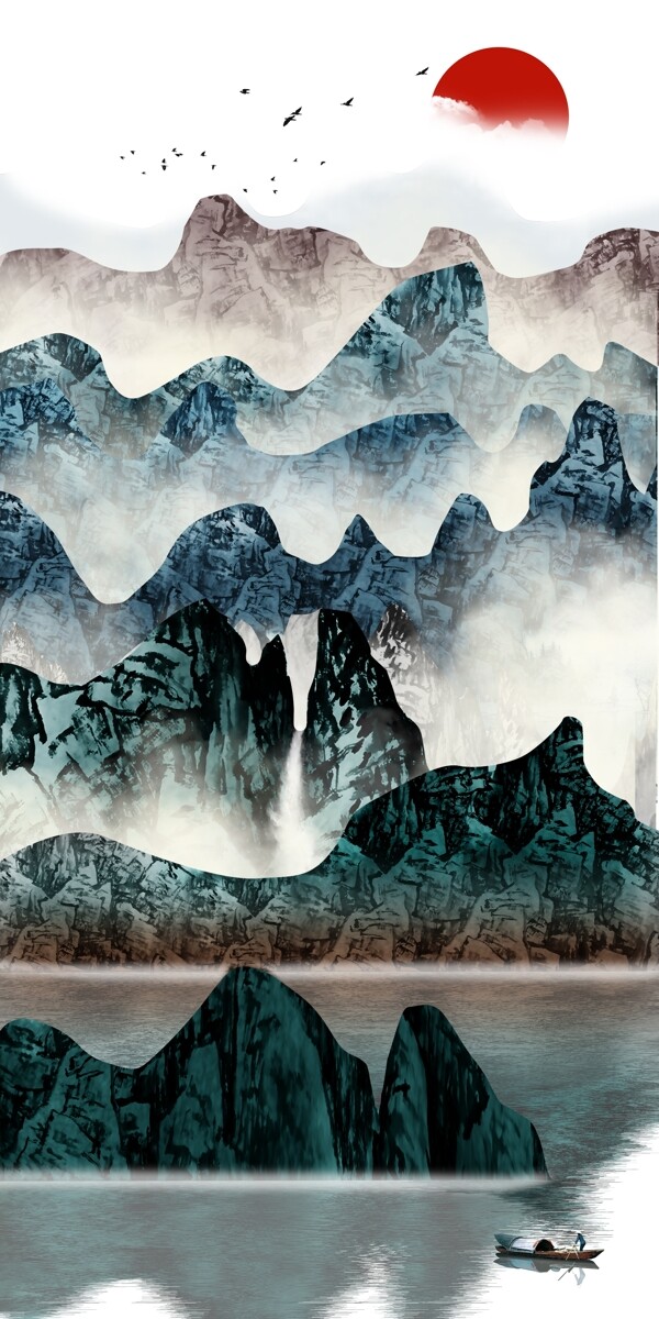 新中式水墨山水风景意境装饰画