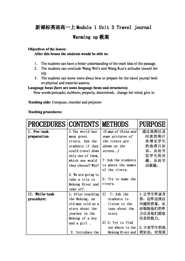 英語(yǔ)人教版Unit3TraveljournalWarmingup